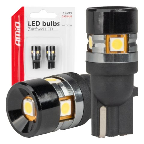 ŻARÓWKI LED CANBUS T10 W5W 5SMD 3030 WHITE 12V 24V AMIO-04239 ŻARÓWKI LED CANBUS T10 W5W 5SMD 3030 WHITE 12V 24V AMIO-04239