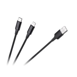 KABEL WTYK USB A - WTYK USB C/ WTYK LIGHTNINGH (2W1) 1M