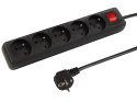 98-747# PRZEDŁUŻACZ SIECIOWY  PR-570WS P 5-GNIAZD Z UZIEMIENIEM+WYŁĄCZNIK 3M CZARNY (3x1,5MM)