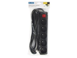 98-747# PRZEDŁUŻACZ SIECIOWY  PR-570WS P 5-GNIAZD Z UZIEMIENIEM+WYŁĄCZNIK 3M CZARNY (3x1,5MM)