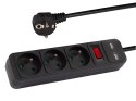 98-774# PRZEDŁUŻACZ SIECIOWY  PR-370WS P/USB 3-GNIAZDA+USB Z UZIEMIENIEM+WYŁĄCZNIK 1,5M CZARNY 3x1,5MM