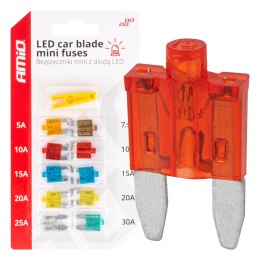 BEZ PIECZNIKI SAMOCHODOWE MINI Z DIODĄ LED 10 SZT. AMIO-04340