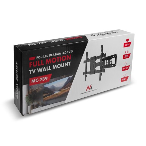 UCHWYT DO TV MACLEAN, MAx VESA 600x400, 32-85", 60KG, REG.KĄTA W  PIONIE I  POZIOMIE,  PROFIL 65-390MM, CZARNY, MC-789