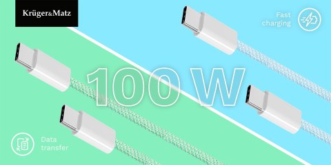 KABEL USB TY PU C - USB TY PU C 100 W 1 M NIEBIESKI KRUGER&MATZ BASIC KABEL USB TY PU C - USB TY PU C 100 W 1 M NIEBIESKI KRUGER&MATZ BASIC