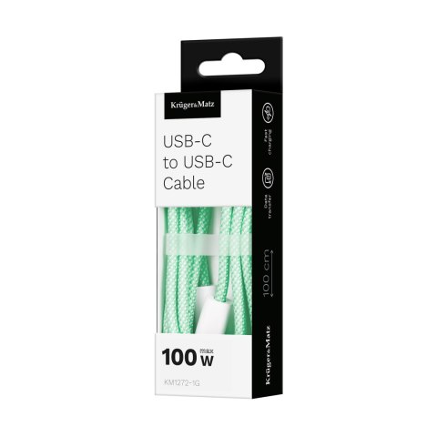 KABEL USB TY PU C - USB TY PU C 100 W 1 M ZIELONY KRUGER&MATZ BASIC KABEL USB TY PU C - USB TY PU C 100 W 1 M ZIELONY KRUGER&MATZ BASIC