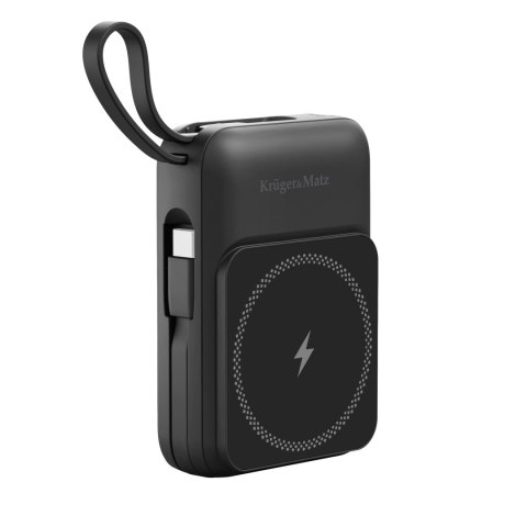 POWERBANK INDUKCYJNY KRUGER&MATZ 10000 MAH MAG SAFE Z KABLEM CZARNY POWERBANK INDUKCYJNY KRUGER&MATZ 10000 MAH MAG SAFE Z KABLEM CZARNY