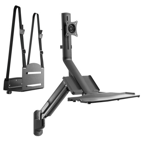 UCHWYT ŚCIENNY DO MONITORA I KLAWIATURY MACLEAN, ZE S PRĘŻYNĄ GAZOWĄ I UCHWYTEM NA KOM PUTER CPU, 17"-32", 9 KG, MC-838