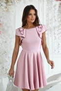 ELEGANCKA SUKIENKA Z FALBANAMI - brudny róż