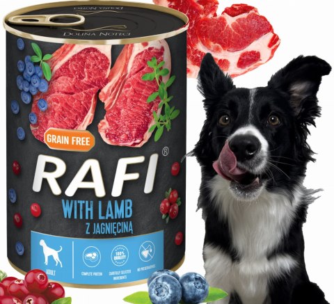 Karma Mokra Dla Psów RAFI z Jagnięciną, Borówką i Żurawiną 400g - 1 szt.