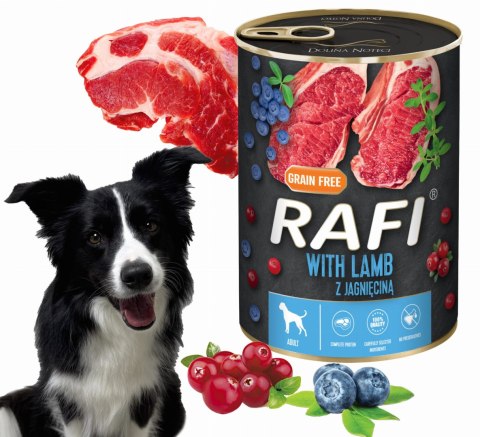 Karma Mokra Dla Psów RAFI z Jagnięciną, Borówką i Żurawiną 400g - 1 szt.