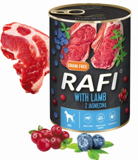 Karma Mokra Dla Psów RAFI z Jagnięciną, Borówką i Żurawiną 400g - 1 szt.