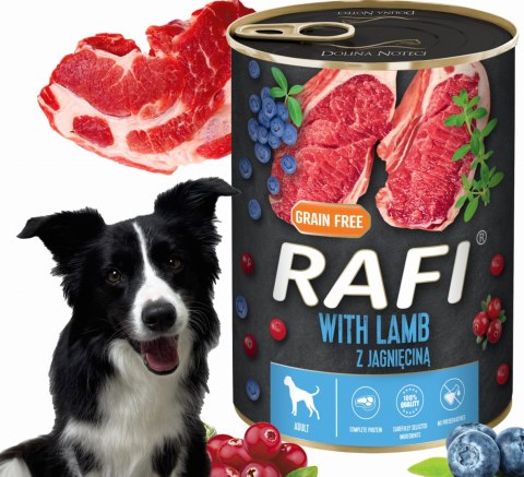 Karma Mokra Dla Psów RAFI z Jagnięciną, Borówką i Żurawiną 400g - 12 szt.