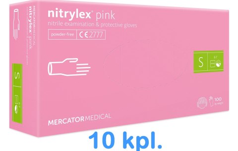 Rękawice Nitrylowe 100 sztuk / Różowe / Nitrylex Pink - 10 szt. (S 6-7) Rękawice Nitrylowe 100 sztuk / Różowe / Nitrylex Pink - 10 szt. (S 6-7)
