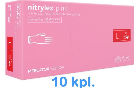 Rękawice Nitrylowe 100 sztuk / Różowe / Nitrylex Pink - 10 szt. (S 6-7) Rękawice Nitrylowe 100 sztuk / Różowe / Nitrylex Pink - 10 szt. (S 6-7)