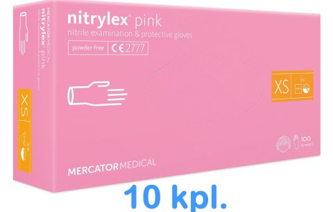 Rękawice Nitrylowe 100 sztuk / Różowe / Nitrylex Pink - 10 szt. (S 6-7) Rękawice Nitrylowe 100 sztuk / Różowe / Nitrylex Pink - 10 szt. (S 6-7)