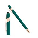 DŁUGOPIS METALOWY, TUSZ CZARNY, TOUCH PEN SOFT TOUCH ZIELEŃ DL03