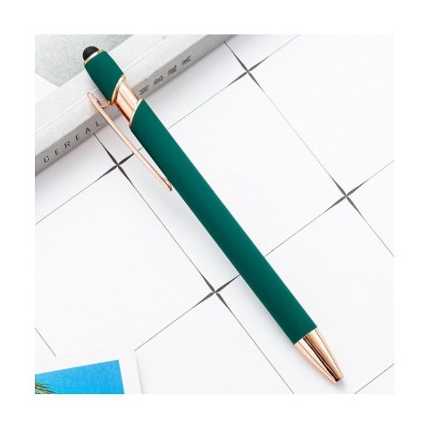 DŁUGOPIS METALOWY, TUSZ CZARNY, TOUCH PEN SOFT TOUCH ZIELEŃ DL03