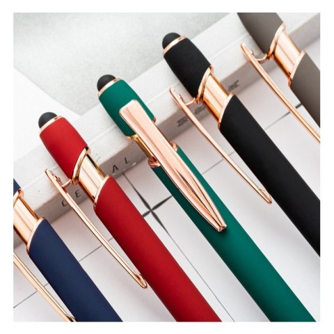 DŁUGOPIS METALOWY, TUSZ CZARNY, TOUCH PEN SOFT TOUCH ZIELEŃ DL03