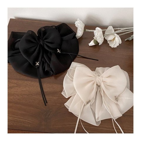 DUŻA KOKARDA TIULOWA, SPINKA DO WŁOSÓW, KLAMRA KWIAT CYRKONIE SP325B