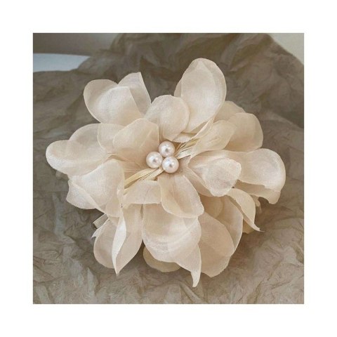 DUŻA KOKARDA TIULOWA Z PEREŁKAMI, SPINKA DO WŁOSÓW, KLAMRA SP323B