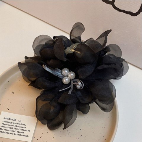 DUŻA KOKARDA TIULOWA Z PEREŁKAMI, SPINKA DO WŁOSÓW, KLAMRA SP323CZ DUŻA KOKARDA TIULOWA Z PEREŁKAMI, SPINKA DO WŁOSÓW, KLAMRA SP323CZ