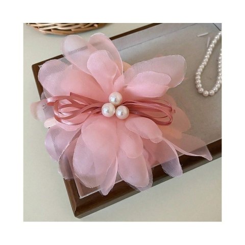 DUŻA KOKARDA TIULOWA Z PEREŁKAMI, SPINKA DO WŁOSÓW, KLAMRA SP323R DUŻA KOKARDA TIULOWA Z PEREŁKAMI, SPINKA DO WŁOSÓW, KLAMRA SP323R