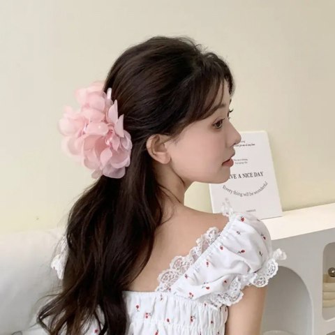 DUŻA KOKARDA TIULOWA Z PEREŁKAMI, SPINKA DO WŁOSÓW, KLAMRA SP323R DUŻA KOKARDA TIULOWA Z PEREŁKAMI, SPINKA DO WŁOSÓW, KLAMRA SP323R