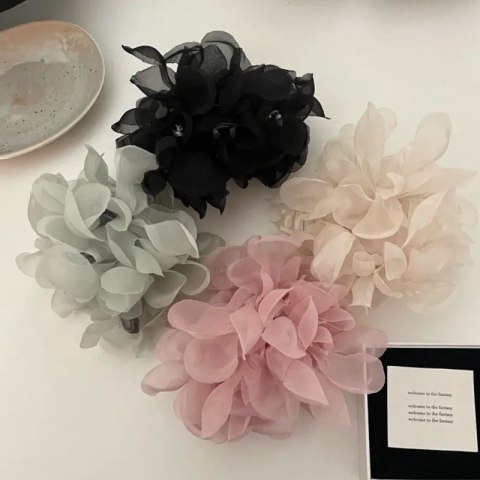 DUŻA KOKARDA TIULOWA Z PEREŁKAMI, SPINKA DO WŁOSÓW, KLAMRA SP323R DUŻA KOKARDA TIULOWA Z PEREŁKAMI, SPINKA DO WŁOSÓW, KLAMRA SP323R