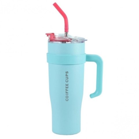 DUŻY I POJEMNY KUBEK TERMICZNY Z UCHWYTEM I RURKĄ, PRZENOŚNY 1,2L BD23TUR