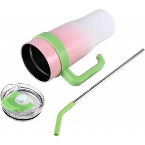 DUŻY I POJEMNY KUBEK TERMICZNY Z UCHWYTEM I RURKĄ, PRZENOŚNY 1,2L BD23TUR