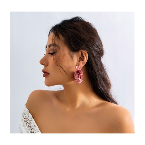 KOLCZYKI WISZĄCE KOŁA TIULOWE KWIATY 6,5X5CM K1677R