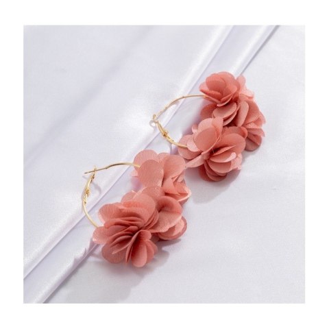 KOLCZYKI WISZĄCE KOŁA TIULOWE KWIATY 6,5X5CM K1677R