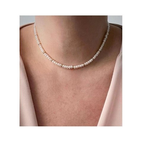 NASZYJNIK PEREŁKI STAL SZLACHETNA POZŁACANA 14K ZŁOTEM NST2107