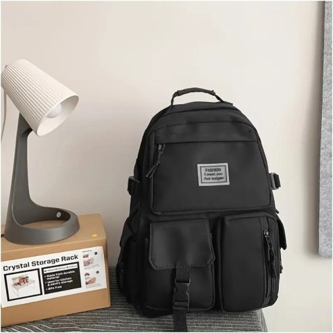 PLECAK SPORTOWY SZKOLNY UNIWERSALNY KIESZONKI CZARNY PL164CZ