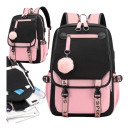 PLECAK SPORTOWY SZKOLNY UNIWERSALNY Z BRELOKIEM I USB PL156R