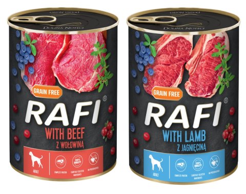 Zestaw 6x400g Karma Mokra Dla Psów RAFI MIX Smaków (Jagnięcina, Wołowina) Zestaw 6x400g Karma Mokra Dla Psów RAFI MIX Smaków (Jagnięcina, Wołowina)