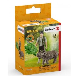 SCHLEICH 42428 WILD LIFE LEŚNICZY Z NOSOROŻCEM
