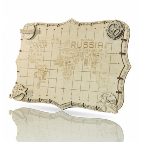 Drewniane puzzle 3d wooden.city - ekspedycyjna mapa świata - napisy Drewniane puzzle 3d wooden.city - ekspedycyjna mapa świata - napisy