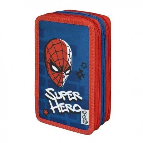 Potrójny piórnik z wyposażeniem, spider-man Potrójny piórnik z wyposażeniem, spider-man