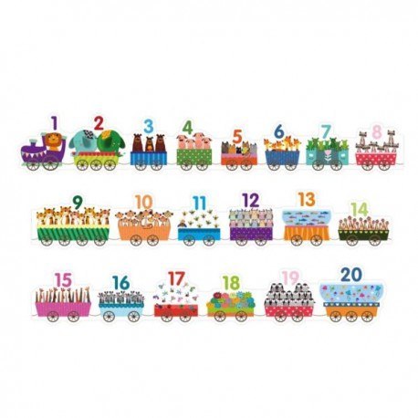 Puzzle, duży pociąg, nauka liczenia, zestaw 20 el. Puzzle, duży pociąg, nauka liczenia, zestaw 20 el.