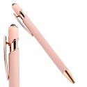 DŁUGOPIS METALOWY, TUSZ CZARNY, TOUCH PEN SOFT TOUCH PUDROWY RÓŻ DL04
