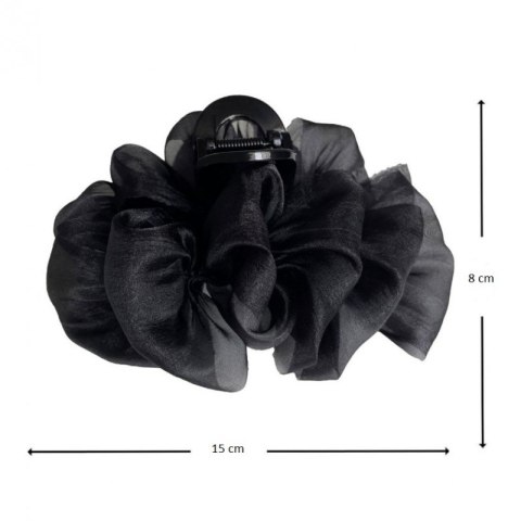DUŻA KOKARDA TIULOWA, SPINKA DO WŁOSÓW, KLAMRA CZARNA XL 15X8CM CM SP334R