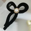 SPINKA DO WŁOSÓW, KLAMRA VINTAGE VELVET CZARNA Z PERŁĄ XL 11X6CM SP336