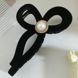 SPINKA DO WŁOSÓW, KLAMRA VINTAGE VELVET CZARNA Z PERŁĄ XL 11X6CM SP336