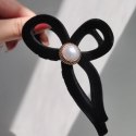 SPINKA DO WŁOSÓW, KLAMRA VINTAGE VELVET CZARNA Z PERŁĄ XL 11X6CM SP336