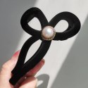 SPINKA DO WŁOSÓW, KLAMRA VINTAGE VELVET CZARNA Z PERŁĄ XL 11X6CM SP336