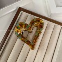 SPINKA DO WŁOSÓW, KLAMRA METALOWA SERCE PANTERKA ZIELONA 6CM SP341ZIE