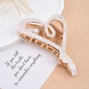 SPINKA DO WŁOSÓW, KLAMRA METALOWA MASA PERŁOWA BIAŁA XL 12X6CM SP342B