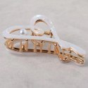 SPINKA DO WŁOSÓW, KLAMRA METALOWA MASA PERŁOWA BIAŁA XL 12X6CM SP342B