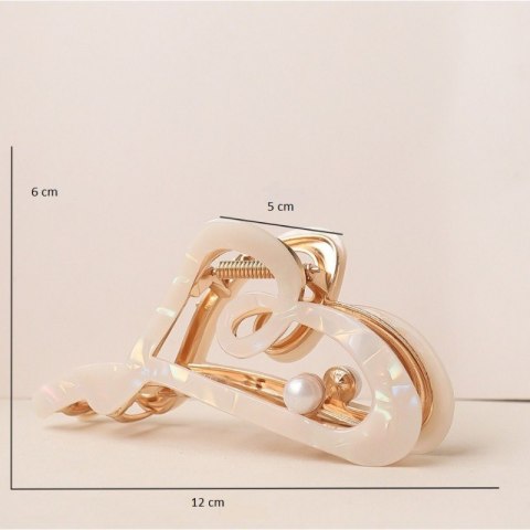 SPINKA DO WŁOSÓW, KLAMRA METALOWA MASA PERŁOWA BIAŁA XL 12X6CM SP342B
